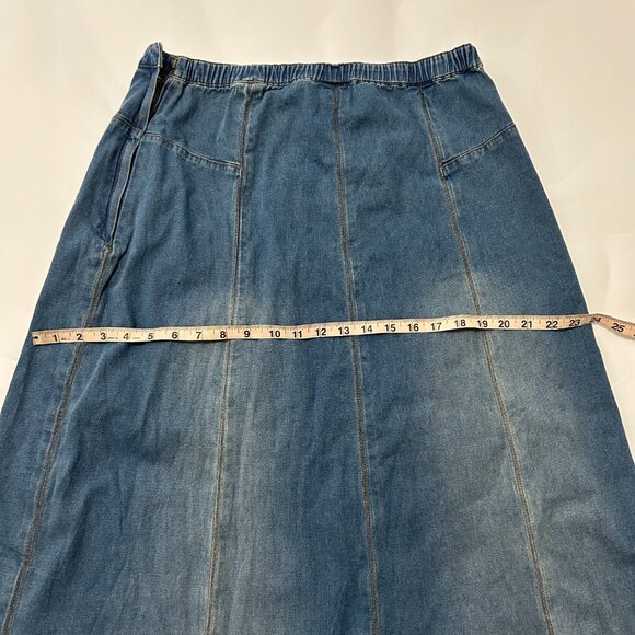 Soft Surroundings Denim Skirt Womens sz Medium Tall Blue Jean Maxi Western 43636 - Picture 13 of 14